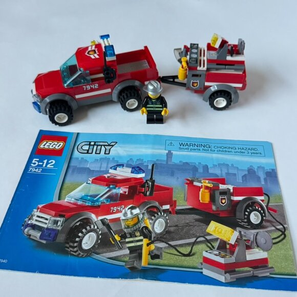 Lego 7239 Fire Truck 7942 Off Road Rescue Complete except Stickers Engine Set - Picture 2 of 9